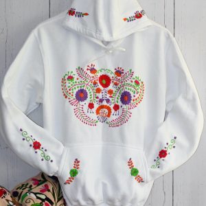 Hand embroidered Hoodie white